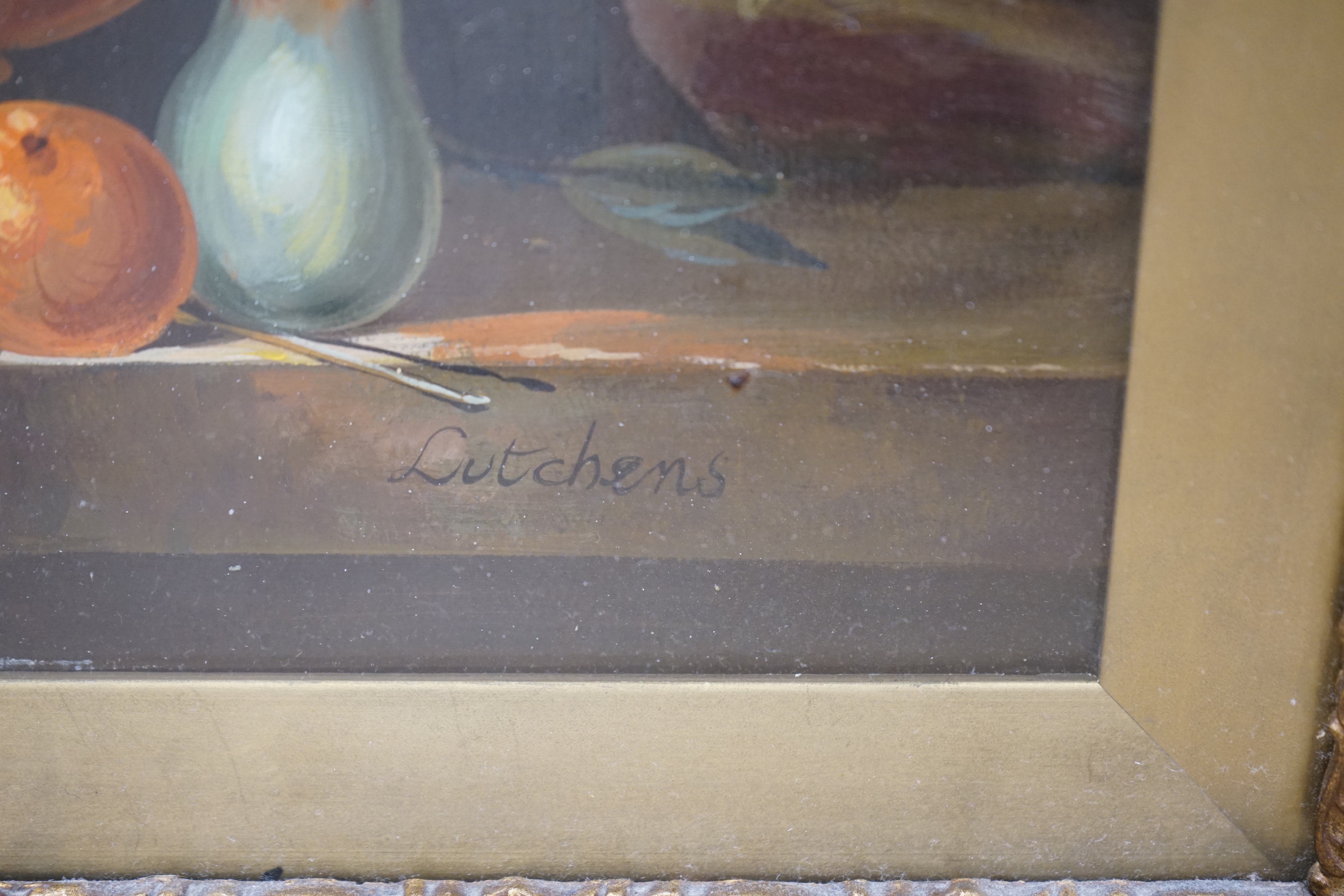 20th century Dutch style, oil on canvas, Still life of flowers in a bowl, bearing signature, 'Lutyens', 40 x 29cm